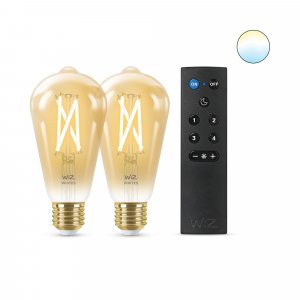 WiZ Filament Bulb amber 6.7W (Eq.50W) ST64 E27 x2 + Remote