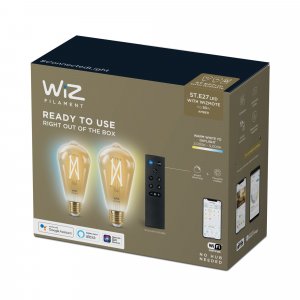 WiZ Filament Bulb amber 6.7W (Eq.50W) ST64 E27 x2 + Remote