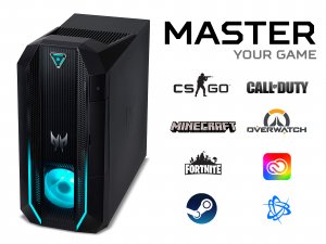 Acer Predator Orion 3000 PO3-630 Gaming PC - (Intel Core i5-11400F, 16GB, 1TB HDD and 256GB SSD, NVIDIA RTX 3060Ti, USB Keyboard and Mouse, Windows 10, Black)