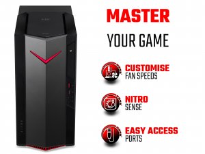 Acer NITRO 50 N50-620 Gaming PC - (Intel Core i5-11400F, 8GB, 1TB SSD, NVIDIA GTX 1650, Wireless Keyboard and Mouse, Windows 10, Black)