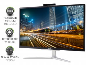 Acer Aspire C22-820 All-in-One PC - (Intel Pentium J5040, 8GB, 256GB SSD, 21.5 inch Full HD Display, USB Keyboard and Mouse, Windows 10, Silver)