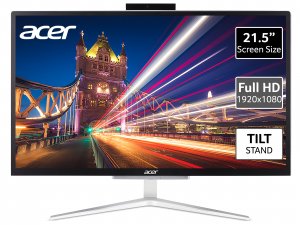 Acer Aspire C22-820 All-in-One PC - (Intel Pentium J5040, 8GB, 256GB SSD, 21.5 inch Full HD Display, USB Keyboard and Mouse, Windows 10, Silver)