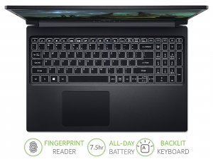 Acer Aspire 7 A715-75G 15.6 inch Gaming Laptop (Intel Core i5-9300H, 8GB RAM, 512GB SSD, NVIDIA GTX 1650Ti, Full HD Display, Windows 10, Black)