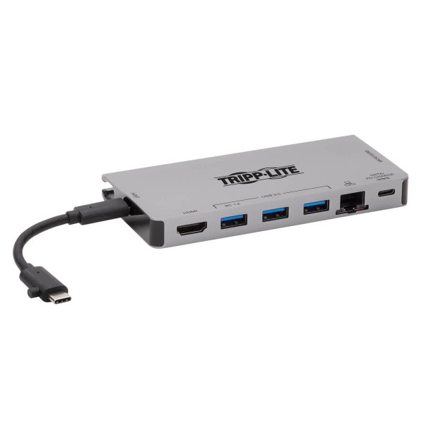 Tripp Lite U442-DOCK5D-GY USB-C Dock - 4K HDMI, USB 3.2 Gen 1, USB-A Hub, GbE, Memory Card, 100W PD Charging, Detachable Cord