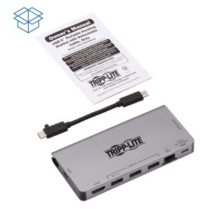 Tripp Lite U442-DOCK5D-GY USB-C Dock - 4K HDMI, USB 3.2 Gen 1, USB-A Hub, GbE, Memory Card, 100W PD Charging, Detachable Cord