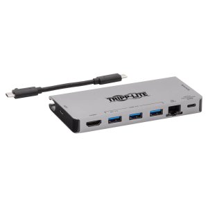 Tripp Lite U442-DOCK5D-GY USB-C Dock - 4K HDMI, USB 3.2 Gen 1, USB-A Hub, GbE, Memory Card, 100W PD Charging, Detachable Cord