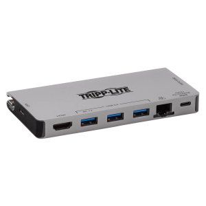 Tripp Lite U442-DOCK5D-GY USB-C Dock - 4K HDMI, USB 3.2 Gen 1, USB-A Hub, GbE, Memory Card, 100W PD Charging, Detachable Cord