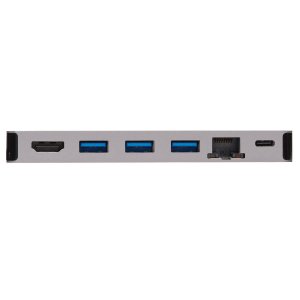 Tripp Lite U442-DOCK5D-GY USB-C Dock - 4K HDMI, USB 3.2 Gen 1, USB-A Hub, GbE, Memory Card, 100W PD Charging, Detachable Cord