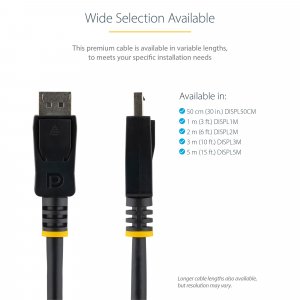 StarTech.com 2m (6ft) DisplayPort 1.2 Cable - 4K x 2K Ultra HD VESA Certified DisplayPort Cable - DP to DP Cable for Monitor - DP Video/Display Cord - Latching DP Connectors