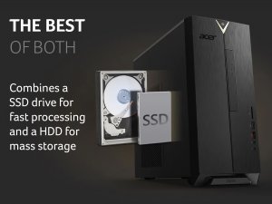 Acer Aspire TC-1660 Desktop PC - (Intel Core i5-11400, 8GB, 2TB HDD, DVD-RW, Wireless Keyboard and Mouse, Windows 10, Black)