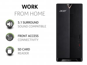 Acer Aspire TC-1660 Desktop PC - (Intel Core i5-11400, 8GB, 2TB HDD, DVD-RW, Wireless Keyboard and Mouse, Windows 10, Black)