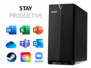Acer Aspire TC-1660 Desktop PC - (Intel Core i5-11400, 8GB, 2TB HDD, DVD-RW, Wireless Keyboard and Mouse, Windows 10, Black)