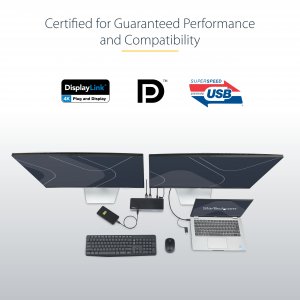 StarTech.com USB-C & USB-A Dock - Hybrid Universal Laptop Docking Station with 100W Power Delivery - Dual Monitor 4K 60Hz HDMI & DisplayPort - 4x USB 3.1 Gen 1 Hub, GbE - Windows & Mac