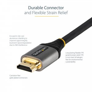 StarTech.com 20in (50cm) HDMI 2.1 Cable 8K - Certified Ultra High Speed HDMI Cable 48Gbps - 8K 60Hz/4K 120Hz HDR10+ eARC - Ultra HD 8K HDMI Cord - Monitor/TV/Display - Flexible TPE Jacket