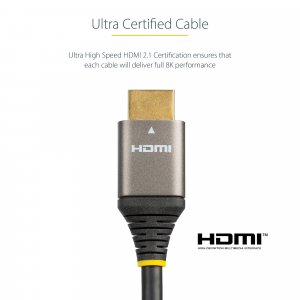 StarTech.com 20in (50cm) HDMI 2.1 Cable 8K - Certified Ultra High Speed HDMI Cable 48Gbps - 8K 60Hz/4K 120Hz HDR10+ eARC - Ultra HD 8K HDMI Cord - Monitor/TV/Display - Flexible TPE Jacket