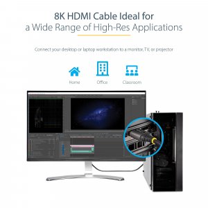 StarTech.com 20in (50cm) HDMI 2.1 Cable 8K - Certified Ultra High Speed HDMI Cable 48Gbps - 8K 60Hz/4K 120Hz HDR10+ eARC - Ultra HD 8K HDMI Cord - Monitor/TV/Display - Flexible TPE Jacket