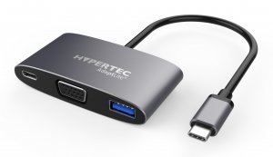 Hypertec AdaptLite VGA - Universal USB-C Adapter with VGA; USB3.0 & 100W Power Delivery.