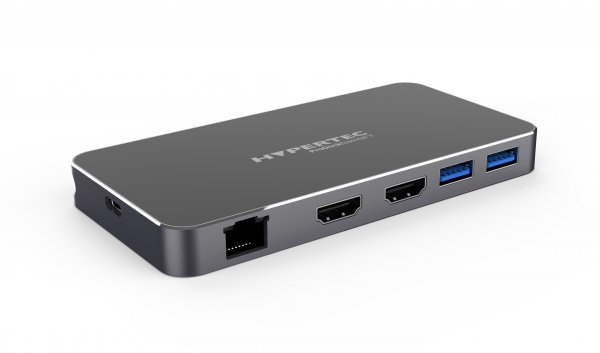 Hypertec ProDockEssential X1 - Universal USB-C Dock with Dual HDMI (Mirror and Extension); USB 3.0; Gigabit Ethernet; 100W Power Delivery.