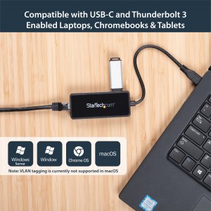 StarTech.com USB-C to Gigabit Network Adapter with Extra USB 3.0 Port