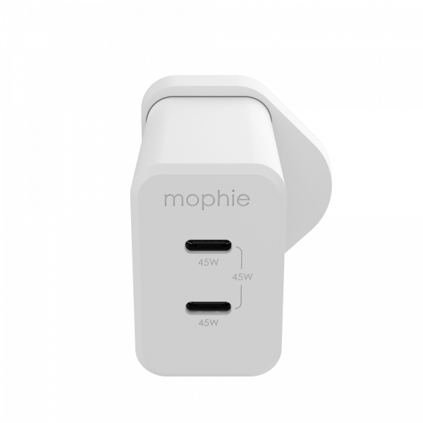 mophie Accessories-Wall Adapter-USB-C-PD-DUAL-45W-GAN-White-UK(2xUSBC)