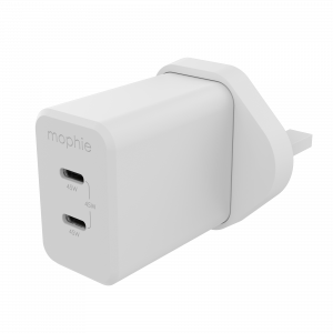 mophie Accessories-Wall Adapter-USB-C-PD-DUAL-45W-GAN-White-UK(2xUSBC)