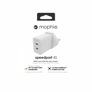 mophie Accessories-Wall Adapter-USB-C-PD-DUAL-45W-GAN-White-UK(2xUSBC)