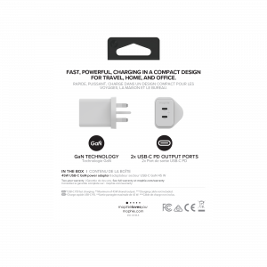 mophie Accessories-Wall Adapter-USB-C-PD-DUAL-45W-GAN-White-UK(2xUSBC)