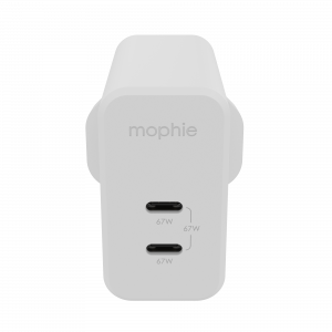 mophie Accessories-Wall Adapter-USB-C-PD-DUAL-67W-GAN-White-UK (2xUSBC)