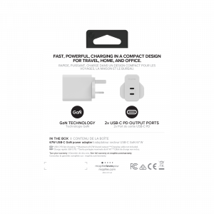 mophie Accessories-Wall Adapter-USB-C-PD-DUAL-67W-GAN-White-UK (2xUSBC)