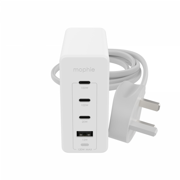 mophie Accessories-Wall Adapter-USB-C-PD-HUB-120W-GAN-White-UK(3xUSBC + 1xUSBA)