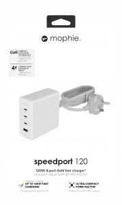 mophie Accessories-Wall Adapter-USB-C-PD-HUB-120W-GAN-White-UK(3xUSBC + 1xUSBA)