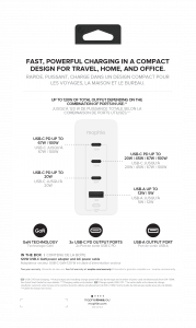 mophie Accessories-Wall Adapter-USB-C-PD-HUB-120W-GAN-White-UK(3xUSBC + 1xUSBA)