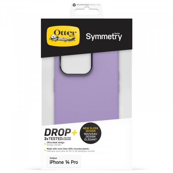 OtterBox Symmetry Case for iPhone 14 Pro, Shockproof, Drop proof, Protective Thin Case, 3x Tested to Military Standard, Antimicrobial Protection, You Lilac it