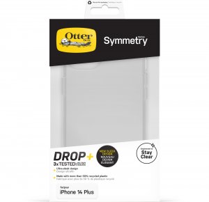 OtterBox Symmetry Clear Case for iPhone 14 Plus, Shockproof, Drop proof, Protective Thin Case, 3x Tested to Military Standard, Antimicrobial Protection, clear