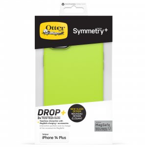 OtterBox Symmetry+ Case for iPhone 14 Plus with MagSafe, Shockproof, Drop proof, Protective Thin Case, 3x Tested to Military Standard, Antimicrobial Protection, Lime all yours