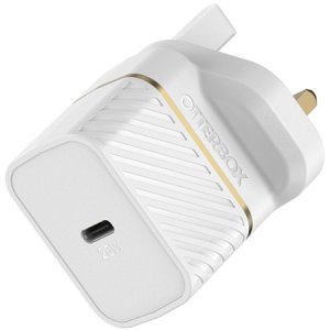 OtterBox UK Wall Charger 20W - 1X USB-C 20W USB-PD + USB C-Lightning Cable 1m, Cloud Dust White