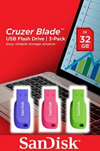 SanDisk Cruzer Blade 3x 32GB USB flash drive USB Type-A 2.0 Blue, Green, Pink