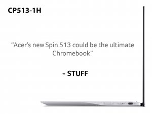 Acer Chromebook Spin 513 CP513-1H - (Qualcomm SC7180, 4GB, 64GB eMMC, 13.3 inch Full HD Touchscreen Display, Google Chrome OS, Silver)