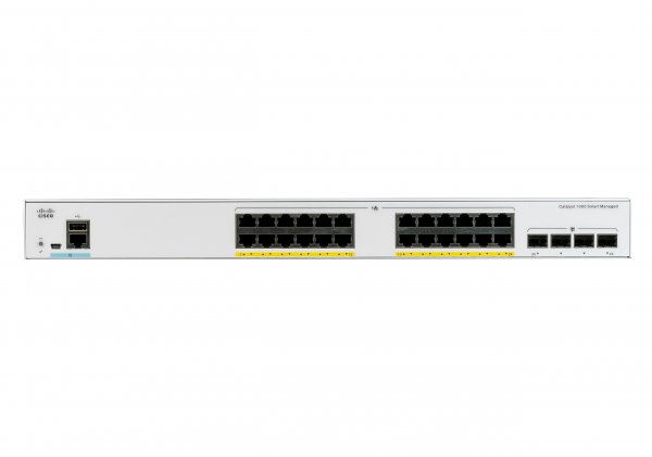 Cisco Catalyst 1000-24FP-4X-L Network Switch, 24 Gigabit Ethernet (GbE) PoE+ Ports, 370W PoE Budget, four 10 G SFP+ Uplink Ports, Enhanced Limited Lifetime Warranty (C1000-24FP-4X-L)