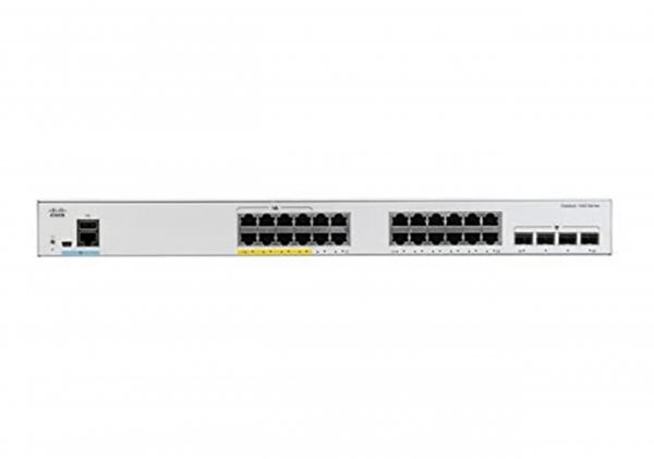 Cisco Catalyst 1000-24FP-4G-L Network Switch, 24 Gigabit Ethernet (GbE) PoE+ Ports, 370W PoE Budget, four 1 G SFP Uplink Ports, Enhanced Limited Lifetime Warranty (C1000-24FP-4G-L)