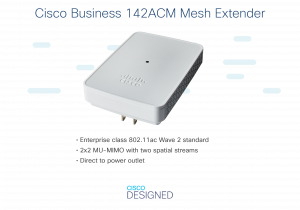 Cisco Business 142ACM 802.11ac 2x2 Wave 2 Mesh Extender - Wall Outlet, Limited Lifetime Protection (CBW142ACM-E-UK) - Requires Business Wireless Access Points
