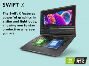 Acer Swift X SFX14-41G 14 inch Laptop - (AMD Ryzen 5 5600U, 8GB, 512GB SSD, NVIDIA GeForce RTX 3050, Full HD Display, Windows 11, Blue/Silver)