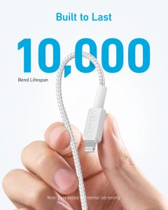 Anker Braided USB-C to Lightning Charging Cable 0.9 m, White