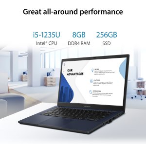 ASUS ExpertBook B1 B1402CBA-EBI5X Laptop 35.6 cm (14") Full HD Intel® Core™ i5 i5-1235U 8 GB DDR4-SDRAM 256 GB SSD Wi-Fi 6E (802.11ax) Windows 11 Pro Black