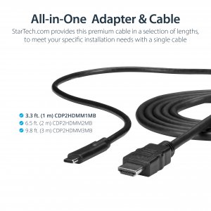 StarTech.com 3.3ft (1m) USB C to HDMI Cable 4K 60Hz w/ HDR10 - Ultra HD USB Type-C to 4K HDMI 2.0b Video Adapter Cable - USB-C to HDMI HDR Monitor/Display Converter - DP 1.4 Alt Mode HBR3