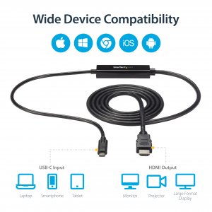 StarTech.com 3.3ft (1m) USB C to HDMI Cable 4K 60Hz w/ HDR10 - Ultra HD USB Type-C to 4K HDMI 2.0b Video Adapter Cable - USB-C to HDMI HDR Monitor/Display Converter - DP 1.4 Alt Mode HBR3
