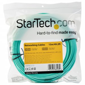 StarTech.com 15m (50ft) LC/UPC to LC/UPC OM4 Multimode Fiber Optic Cable, 50/125µm LOMMF/VCSEL Zipcord Fiber, 100G Networks, Low Insertion Loss, LSZH Fiber Patch Cord