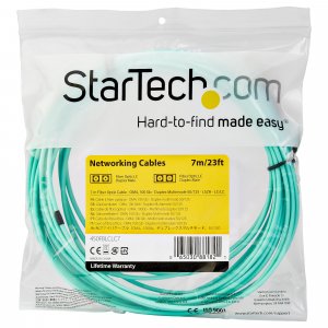 StarTech.com 7m (22ft) LC/UPC to LC/UPC OM4 Multimode Fiber Optic Cable, 50/125µm LOMMF/VCSEL Zipcord Fiber, 100G Networks, Low Insertion Loss, LSZH Fiber Patch Cord