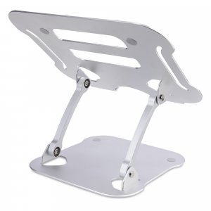 StarTech.com Laptop Stand for Desk, Ergonomic Laptop Stand Adjustable Height, Aluminum, Portable, Supports up to 22lb (10kg), Foldable Laptop Holder for Desk - Angled Notebook Computer Riser/Lift