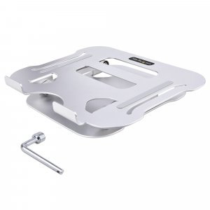 StarTech.com Laptop Stand for Desk, Ergonomic Laptop Stand Adjustable Height, Aluminum, Portable, Supports up to 22lb (10kg), Foldable Laptop Holder for Desk - Angled Notebook Computer Riser/Lift